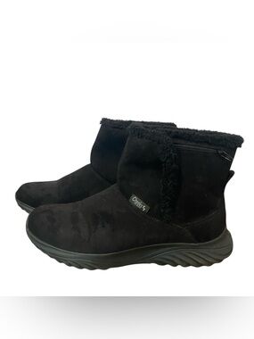Cheeks Black Faux Suede Fur Lined Ankle Boots Zip Comfort US 10